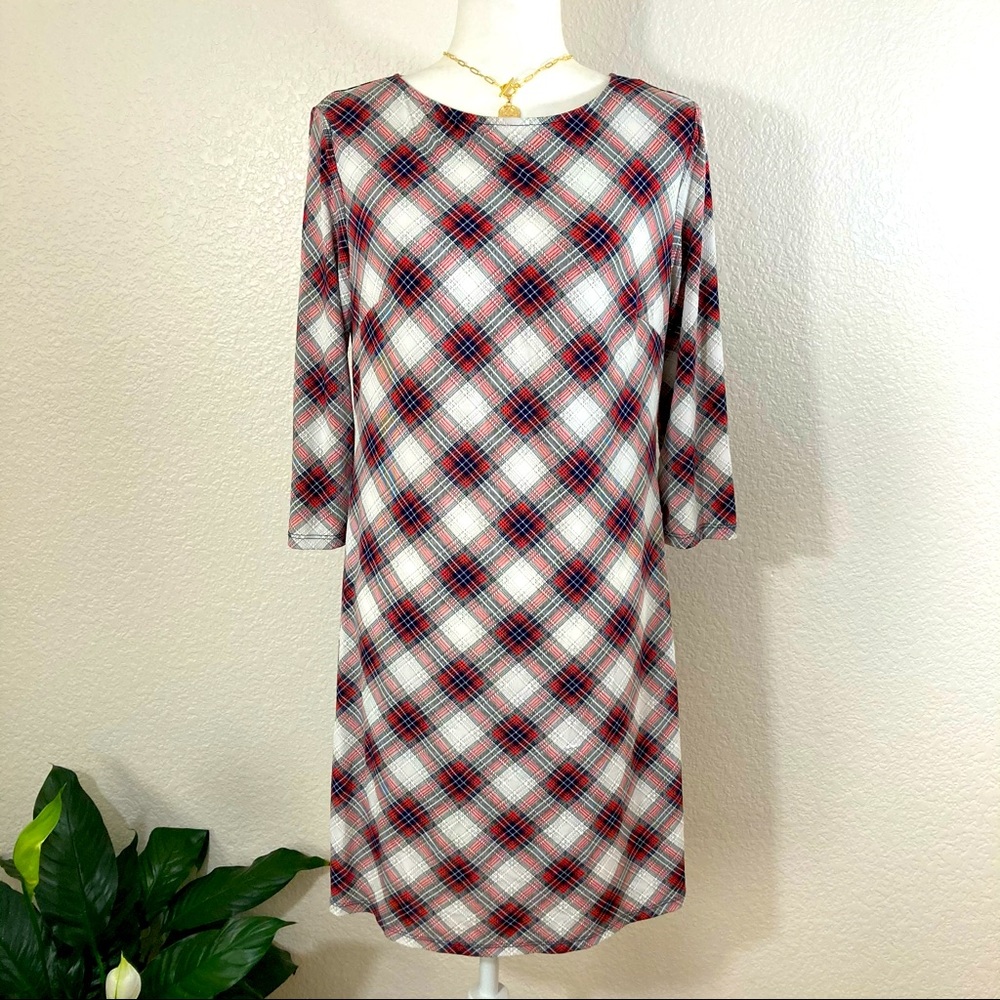 Plaid Stretch Check Bodycon Knee Length Dress